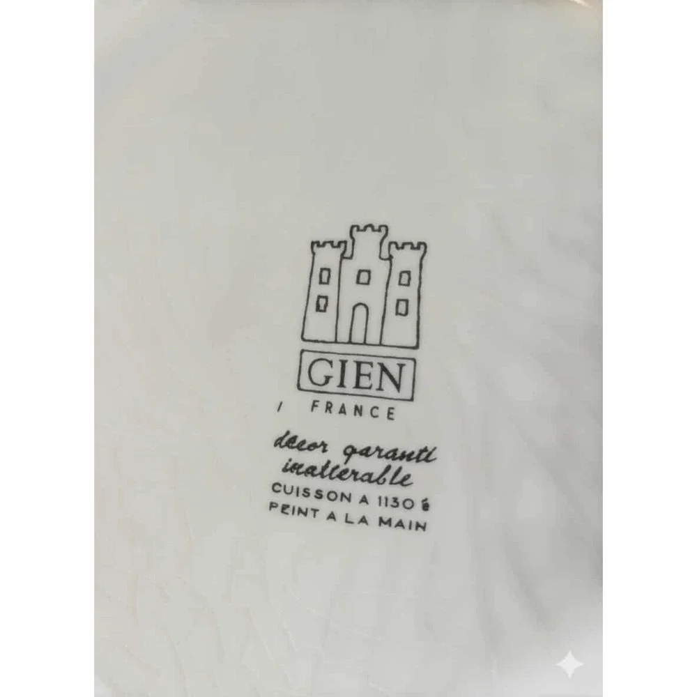 Gien France Plate Decorative Wall Hanging Plate Town‎ Scene Red Trim